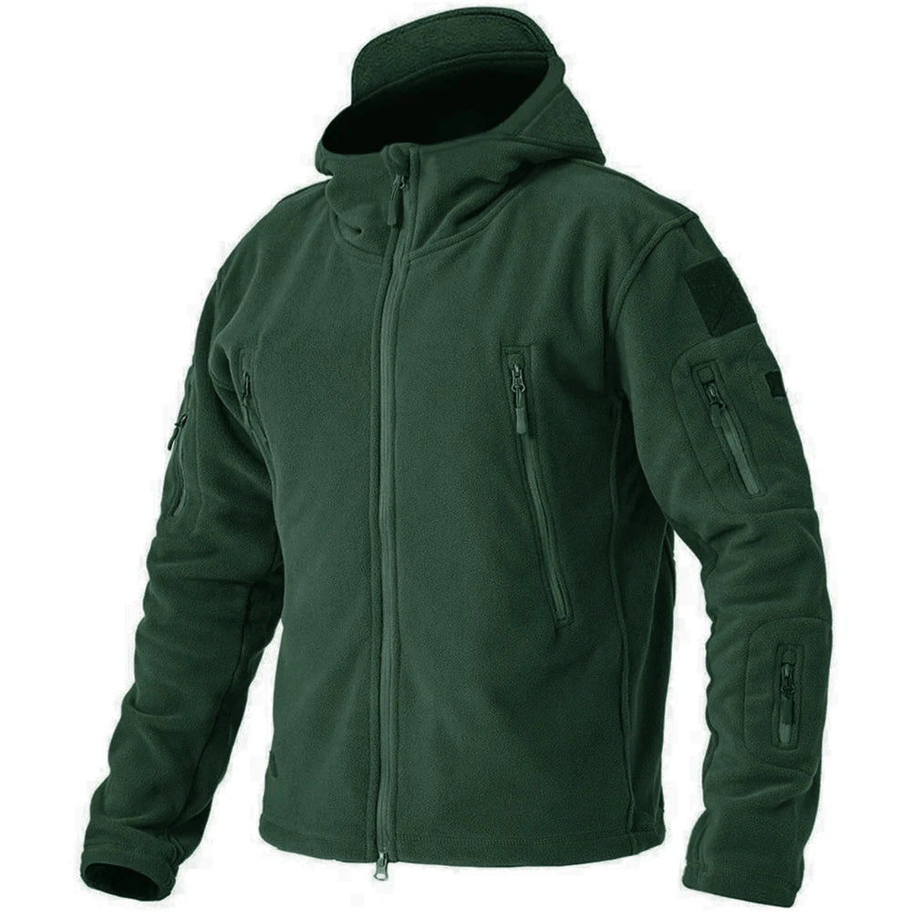TACVASEN Winter Hooded Coats Mens Fleece Jackets Full Zip Up Multi-Pockets Fishing Hiking Climbing Outerwear Causal Parka Tops