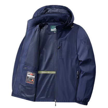 Men Detachable Hooded Jacket Embroidered Jacket Outdoor Breathable Hiking Travel Coat Multiple Pockets zipper Coat Casual Coat