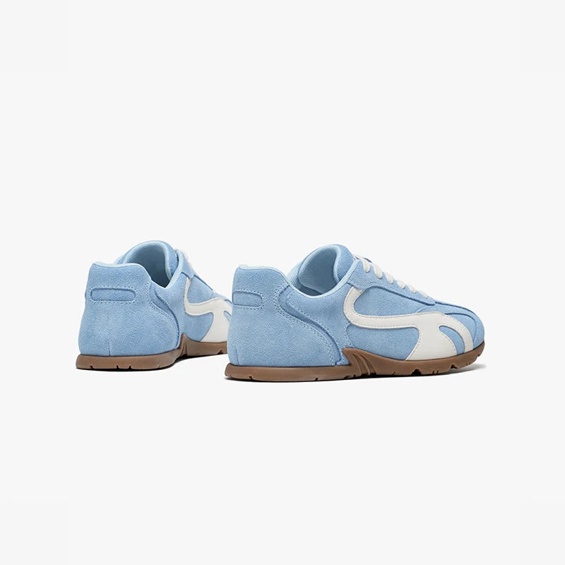 BEAUTODAY Casual Sneakers Women Cow Suede Leather Mixed Color Round Toe Outdoors Trainers Lace-Up Ladies Shoes Handmade 29957