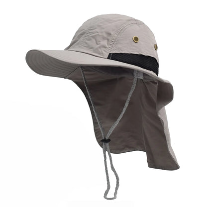 New Print Logo Solid Color Visor Hat Adjustable Fishing Cap Men Uv Face Neck Cover Hats Quick Drying Wide Brim Hiking Caps