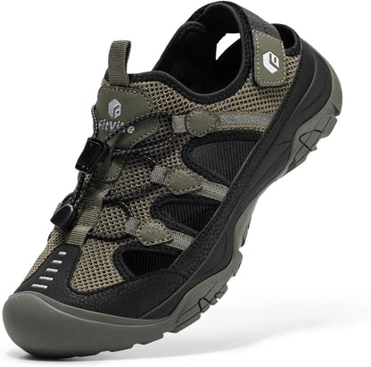FitVille Wide Width Men'S Sandals Closed-Toe Hiking & Water Sandals With Arch Support For Swollen Feet Non-Slip Summer Shoes