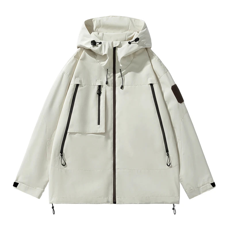 Hiking Jackets Men Waterproof Windproof Casual Hooded Outdoor Sports Clothes Hiking Coat Running Climbing Solid Color Jacket