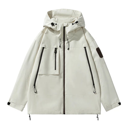 Hiking Jackets Men Waterproof Windproof Casual Hooded Outdoor Sports Clothes Hiking Coat Running Climbing Solid Color Jacket