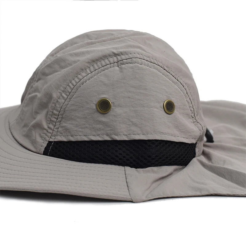 New Print Logo Solid Color Visor Hat Adjustable Fishing Cap Men Uv Face Neck Cover Hats Quick Drying Wide Brim Hiking Caps