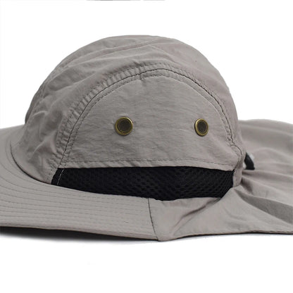 New Print Logo Solid Color Visor Hat Adjustable Fishing Cap Men Uv Face Neck Cover Hats Quick Drying Wide Brim Hiking Caps