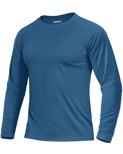 KEFITEVD Men's UPF 50+ Quick Dry Long Sleeve T-Shirts Men Sun Protection Outdoor Fishing Hiking T-Shirts UV Block Shirts Tops