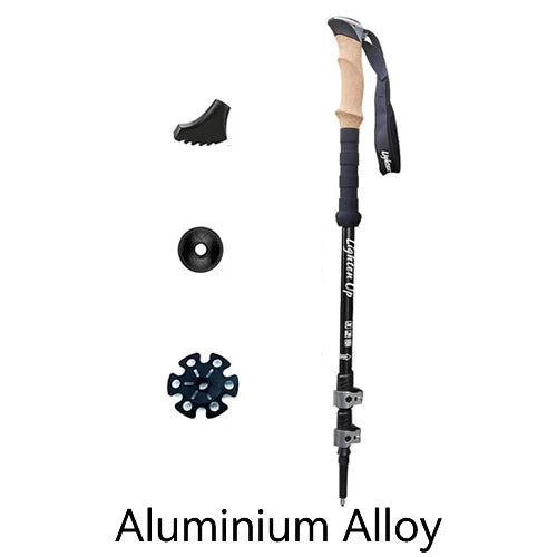 Lighten Up 1/2 Pcs Carbon Fiber Trekking Poles Collapsible Telescopic Walking Sticks with Cork Handle Ultralight Hiking