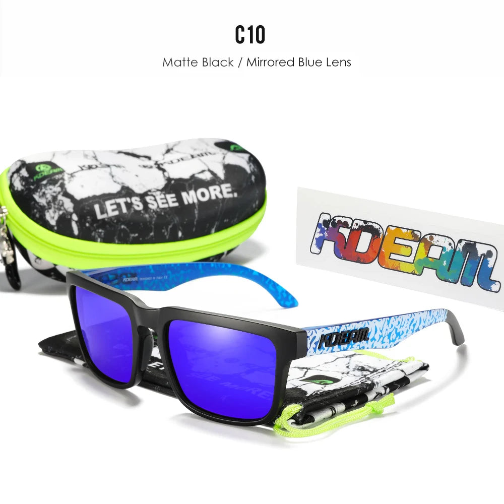 KDEAM Men's Polarized Sunglasses Square Casual Outdoors Sun Glasses Women Unisex Sunglass For Couple With New Package