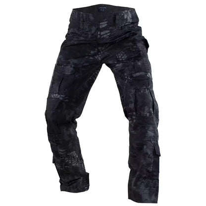 Summer Outdoors Tactical Set Men Thin Quick Drying Combat Training Uniform Camo Patchwork Tops+Multi Pocket Cargo Pants Suit