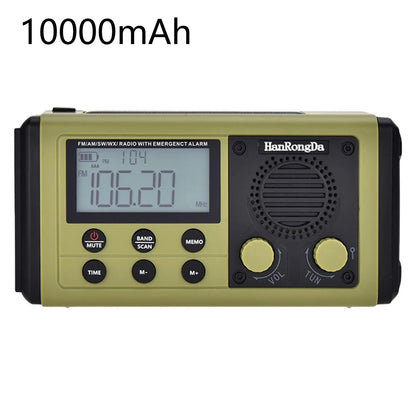 Woopker 10000mAh FM Radio HRD-907 Solar Hand-Carry Portable Emergency Radio AM/FM/SW Waterproof Reading Light SOS for Outdoors