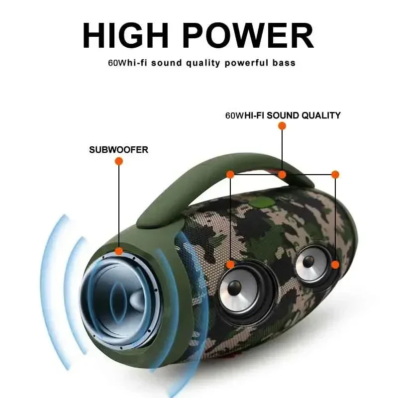 100W High Power Bluetooth Speaker Portable Outdoors Waterproof Wireless Subwoofer 360 Stereo Surround TWS FM Boombox