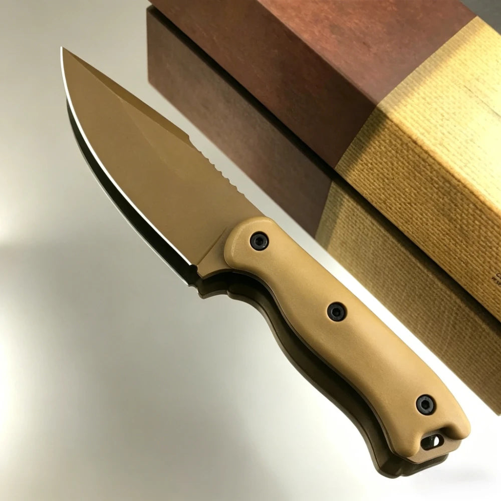 BK18 Fixed Blade EDC Knife D2 Steel Blade with Nylon Fiberglass Handle & Sheath, Portable Outdoor Tool for Camping Hiking