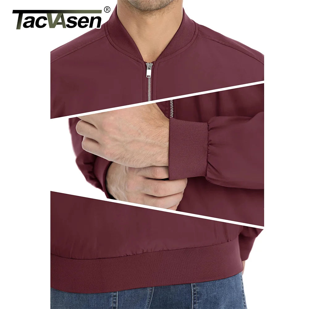 TACVASEN Spring Baseballl Jackets Mens Windbreaker Hiking Trekking Fishing Jackets Outdoor Full Zip Casual Coats Outwear Tops