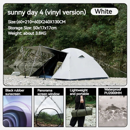 MOBI GARDEN Camping Hiking Tent 2-4 Person Portable Ultralight 3 Season Waterproof Black Coating for Outdoor Travel Backpacking