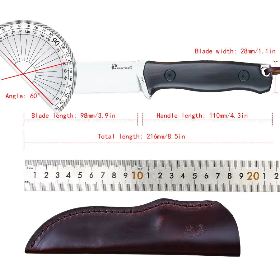 Hx Outdoors Cassic Hunting Knife,Premium Knife, japanese knives,Cleaver Field Kitchen Knives Leather Sheath Dropshipping