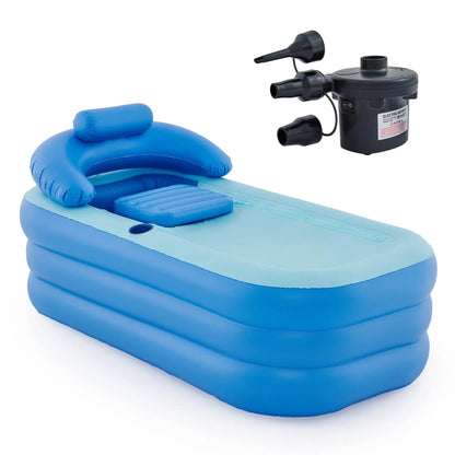 Inflatable Adult Bath Tub, Free-Standing Blow Up Bathtub with Foldable Portable Feature for Adult Spa with Electric Air Pump