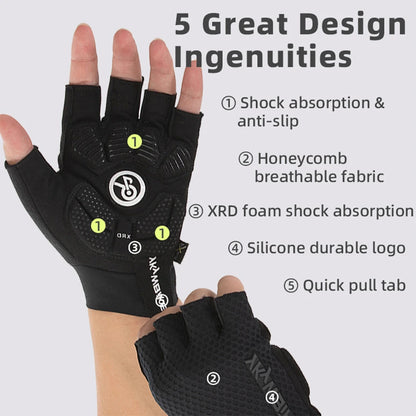 YKYWBIKE Cycling Gloves Unisex Half Finger PORON XRD Summer Breathable Shock Absorbing Bicycle Outdoors Road Bike Gloves