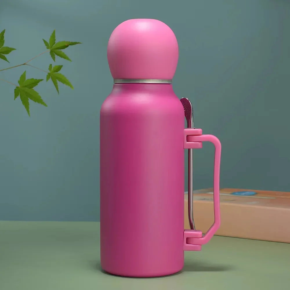 Stainless Steel Yerba Mate Thermos 1200ml Large Capacity Portable Vacuum Flask Outdoors Insulated Tumbler Handle Water Bottle