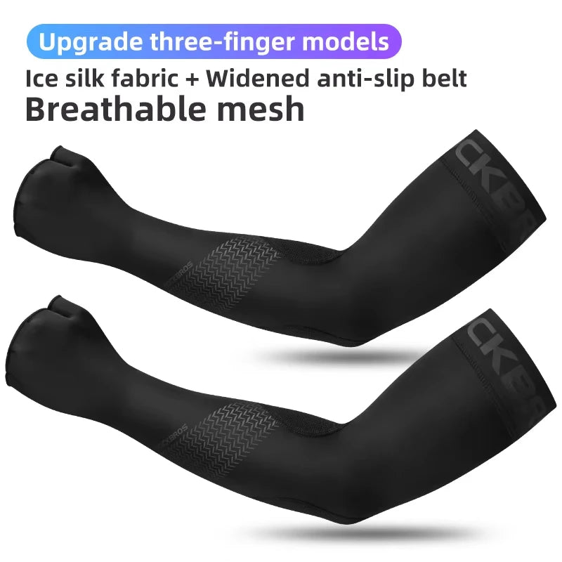 ROCKBROS Cycling Sleeves Summer Ice Fabric Running Arm UV Protection Sleeves Basketball Camping Riding Outdoors Sports Sleeves