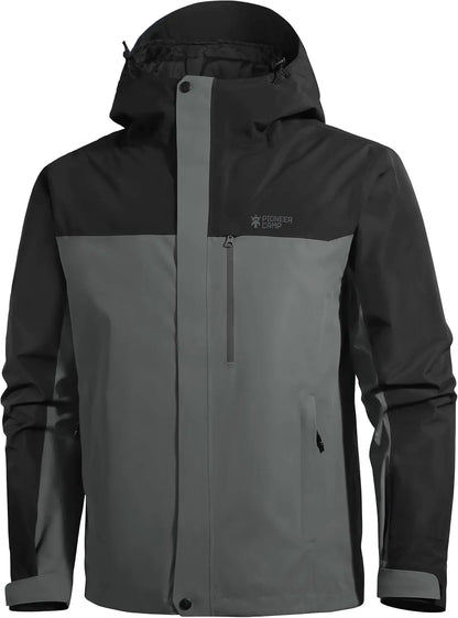 Pioneer Camp Mens Rain Jacket Waterproof Shell Jacket Hooded Lightweight Rain Coat for Outdoor Hiking 4 Pockets Windbreaker