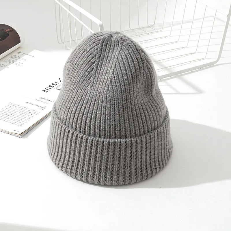 Men Women 100% Merino Wool Beanie Hats Winter Thermal Hat Cuffed Knit Ribbed Beanie Hiking Skiing One Size
