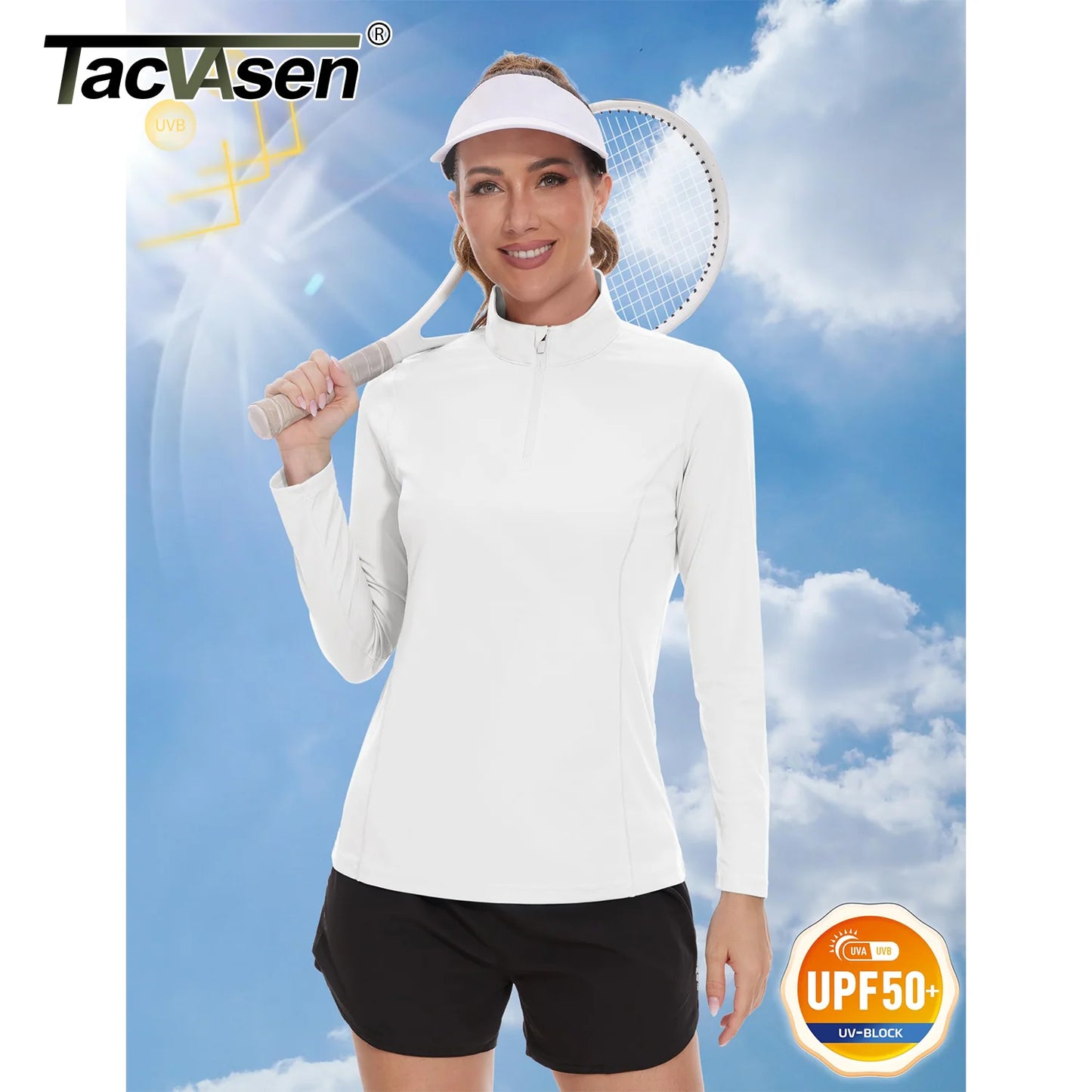 TACVASEN UPF 50+ Quick Dry Long Sleeve T Shirts Womens Anti UV/Sun Protection Shirts Running Hiking Fishing T-Shirts Outdoor