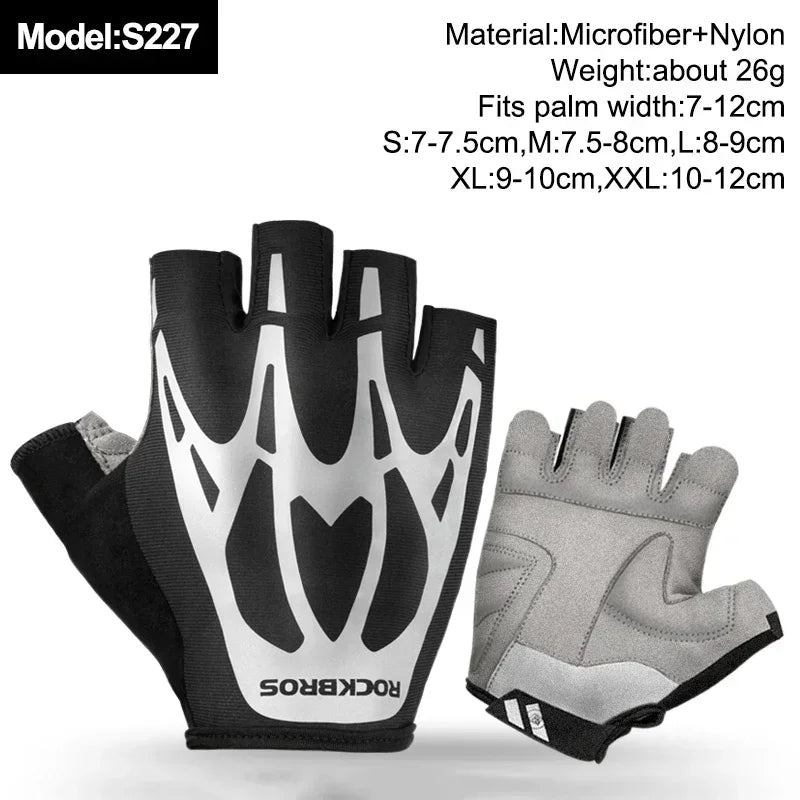 ROCKBROS New Road Bike MTB Gloves Microfiber Wear Resistant Gym Training Fingerless Glove Half Finger Bicycle Cycling Equipment