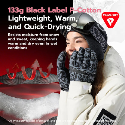 VECTOR Touchscreen P Cotton Waterproof Ski Gloves Wear Resistant PU Palm Moisture Resistant Warm Men and Women Five-finger Glove