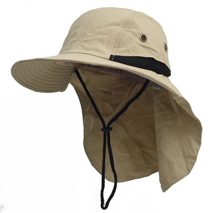 New Print Logo Solid Color Visor Hat Adjustable Fishing Cap Men Uv Face Neck Cover Hats Quick Drying Wide Brim Hiking Caps