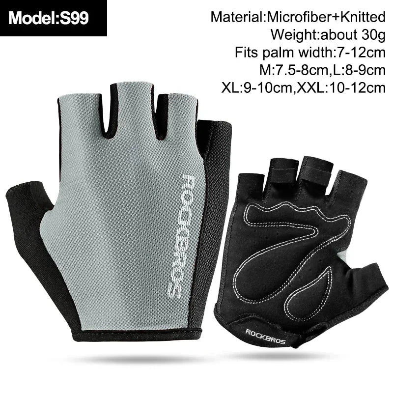 ROCKBROS New Road Bike MTB Gloves Microfiber Wear Resistant Gym Training Fingerless Glove Half Finger Bicycle Cycling Equipment
