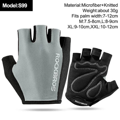 ROCKBROS New Road Bike MTB Gloves Microfiber Wear Resistant Gym Training Fingerless Glove Half Finger Bicycle Cycling Equipment