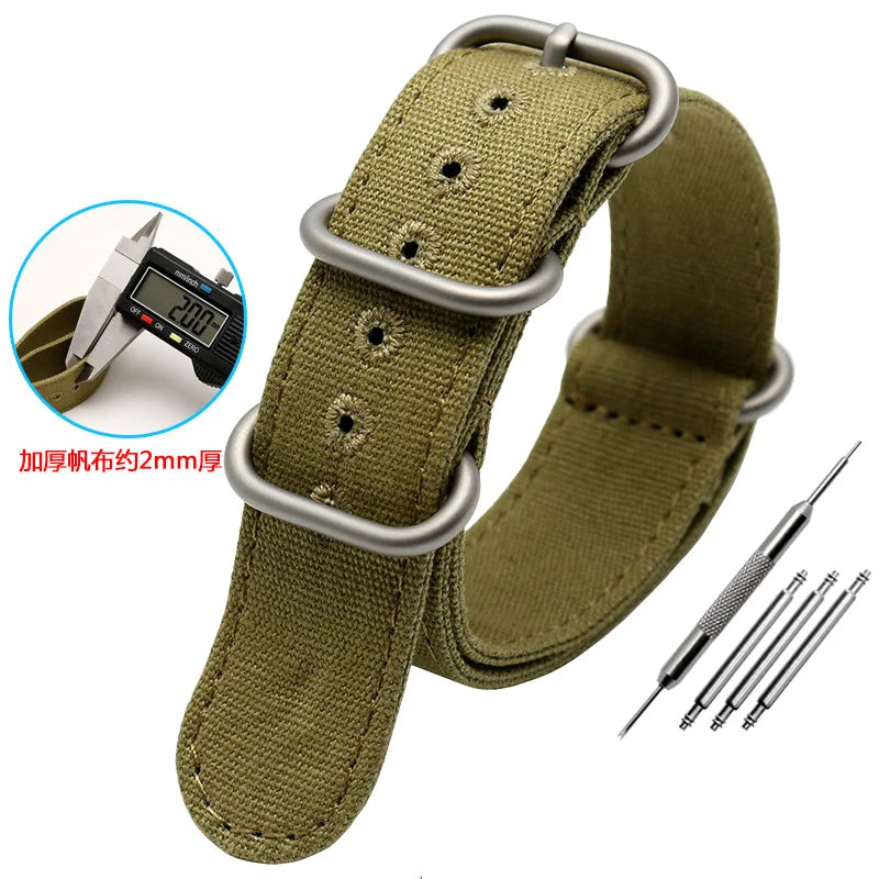 For any brand watch Fabric Military watchband watch Climbing Sports wristband straps 20 22 24 26mm men' Cotton canvas bracelet