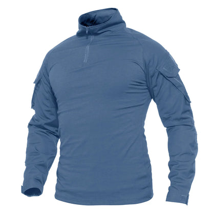 KEFITEVD Men's Hunting T-shirts 1/4 Zip Long Sleeve Shirt Outdoor Climbing Hiking Climbing Tees Camping Fishing Pullover Tops