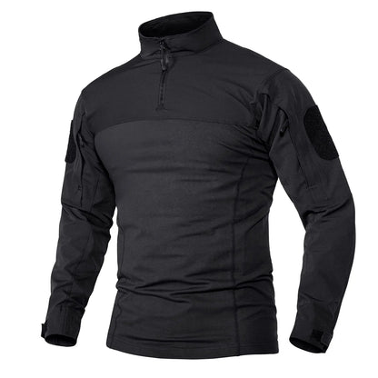 KEFITEVD Men's Hunting T-shirts 1/4 Zip Long Sleeve Shirt Outdoor Climbing Hiking Climbing Tees Camping Fishing Pullover Tops