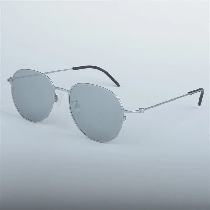 Handmade Pure Titanium Polarized Sunglasses Men Oval Round Eyeglasses Outdoors Women Big Face Spectacles Eyewear No Fade Eyewear