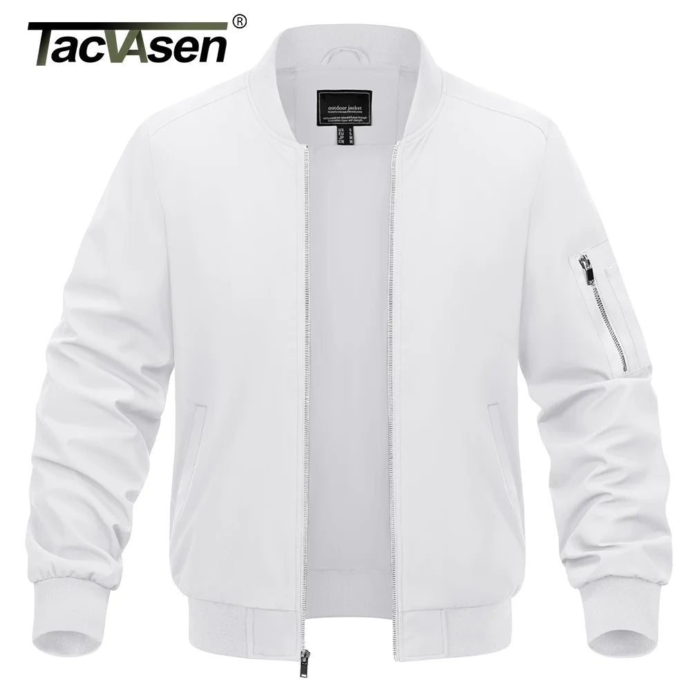 TACVASEN Spring Baseballl Jackets Mens Windbreaker Hiking Trekking Fishing Jackets Outdoor Full Zip Casual Coats Outwear Tops