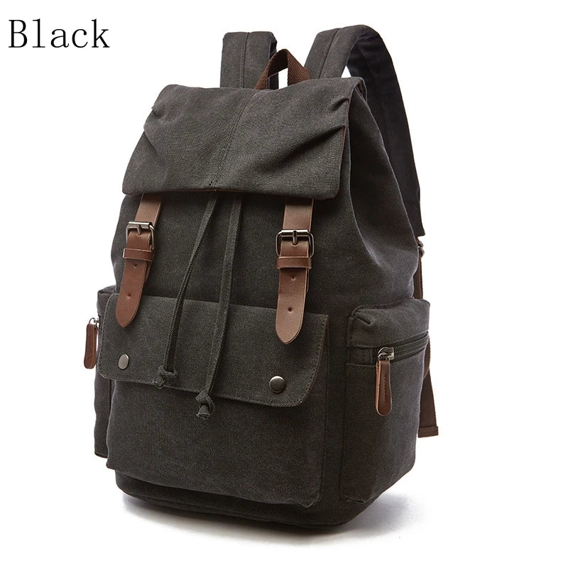 Vintage Canvas Backpack Simple Leisure Computer Bag Portable Hiking Travel Backpack Large Capacity Men Women Universal Schoolbag
