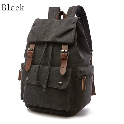 Vintage Canvas Backpack Simple Leisure Computer Bag Portable Hiking Travel Backpack Large Capacity Men Women Universal Schoolbag