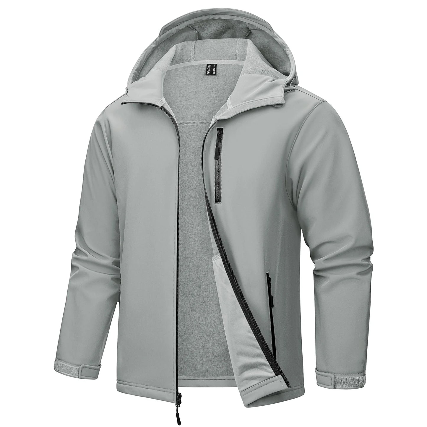 TACVASEN Hooded Softshell Jacket Mens Waterproof Rain Jacket Fleece Lined Work Jacket Outdoor Trekking Hiking Windbreaker Male