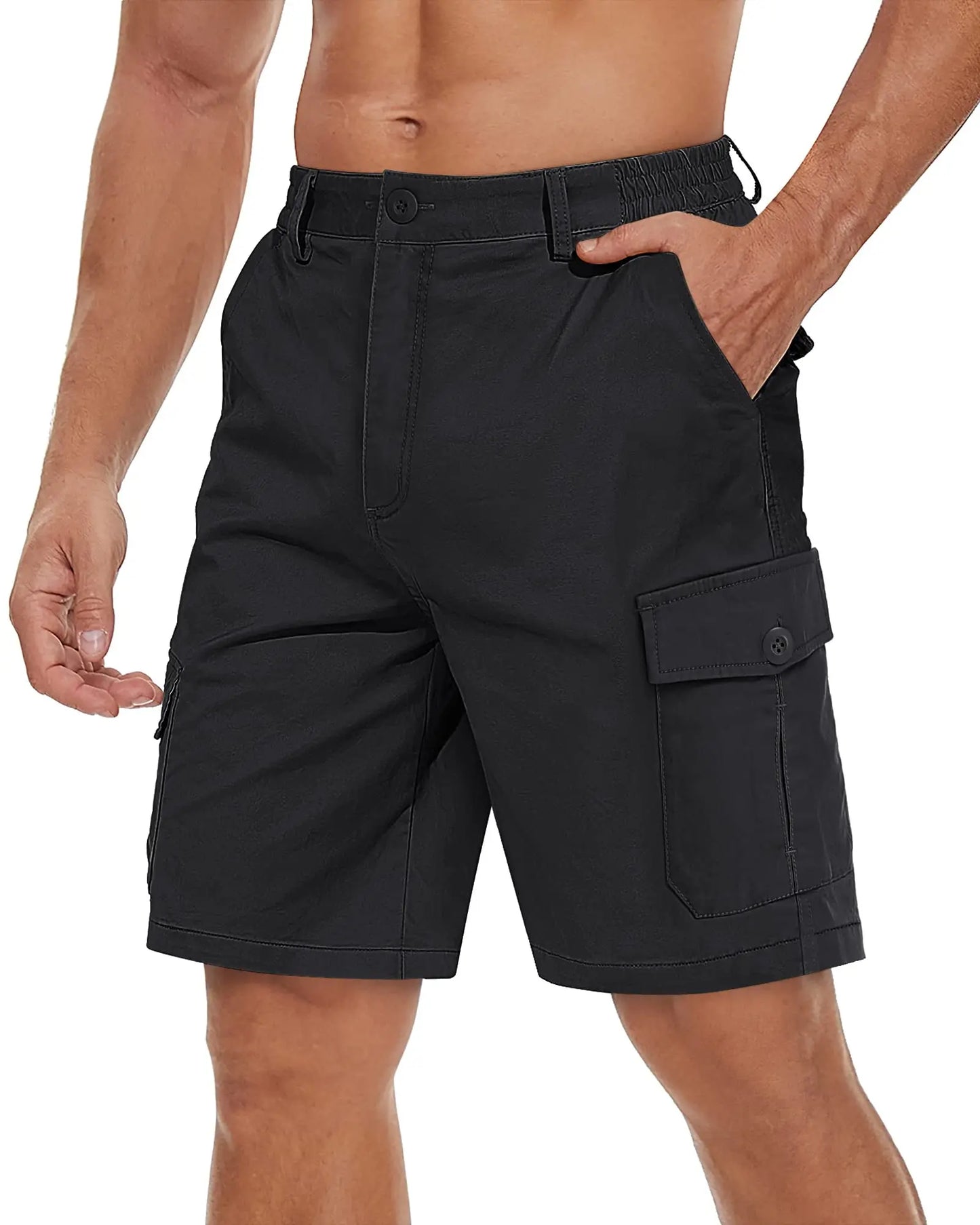 TACVASEN Summer Breathable Cotton Cargo Shorts Mens Casual Multi-pockets Twill Work Shorts Hiking Camping Short Pants Outdoor