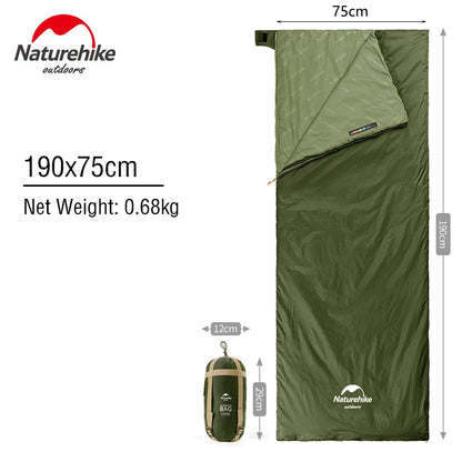 Naturehike LW180 Sleeping Bag Ultralight Waterproof Cotton Sleeping Bag Summer Hiking Camping Sleeping Bag