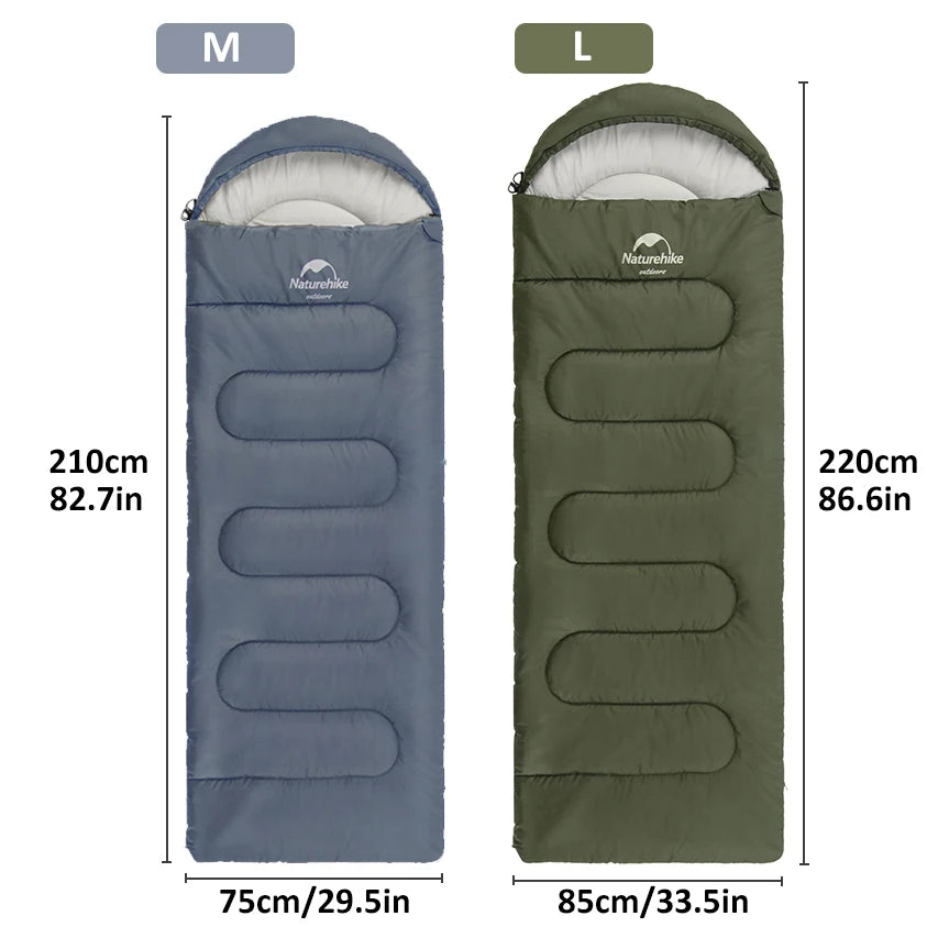 Naturehike Y150 Sleeping Bag 3 Seasons Waterproof Ultralight Envelope Sleeping Bags with hood for Adults Camping Hiking Outdoor
