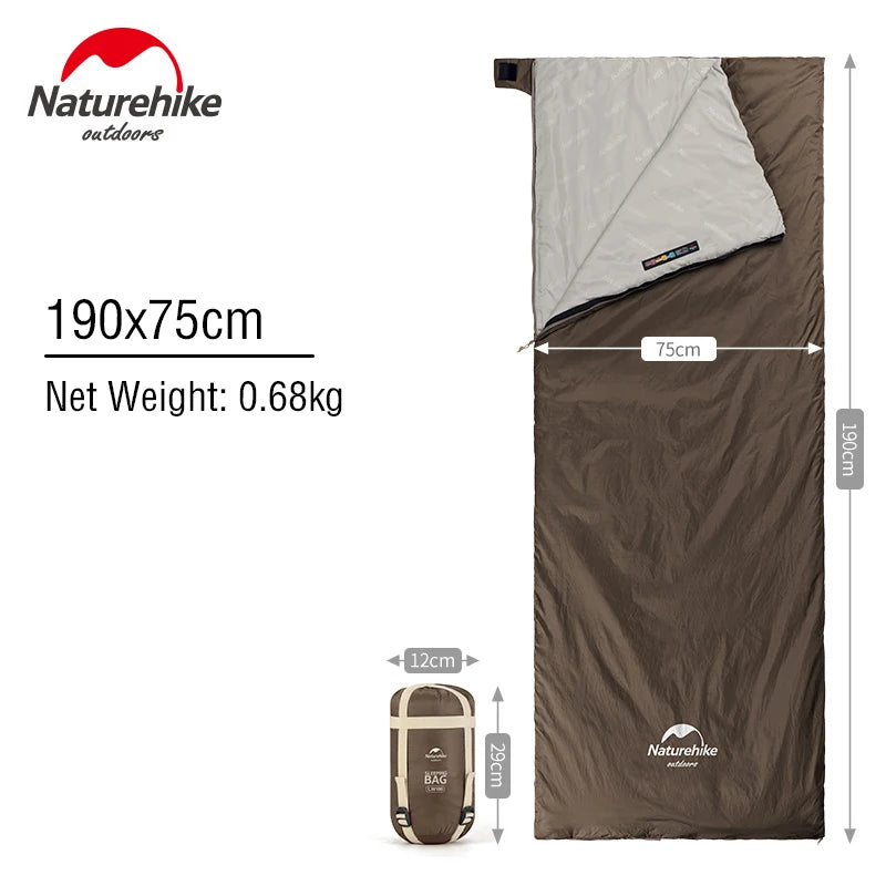 Naturehike LW180 Sleeping Bag Ultralight Waterproof Cotton Sleeping Bag Summer Hiking Camping Sleeping Bag