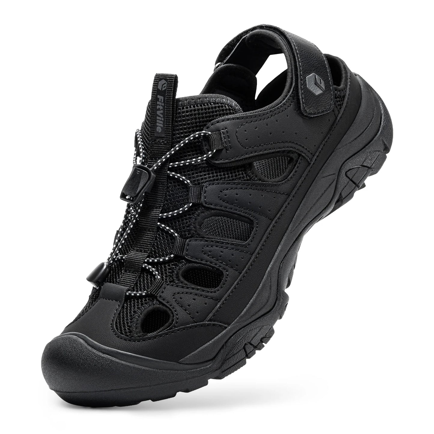 FitVille Wide Width Men'S Sandals Closed-Toe Hiking & Water Sandals With Arch Support For Swollen Feet Non-Slip Summer Shoes