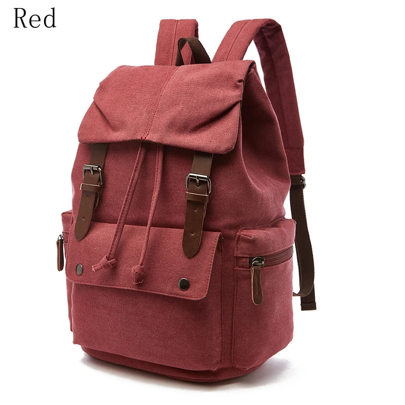 Vintage Canvas Backpack Simple Leisure Computer Bag Portable Hiking Travel Backpack Large Capacity Men Women Universal Schoolbag