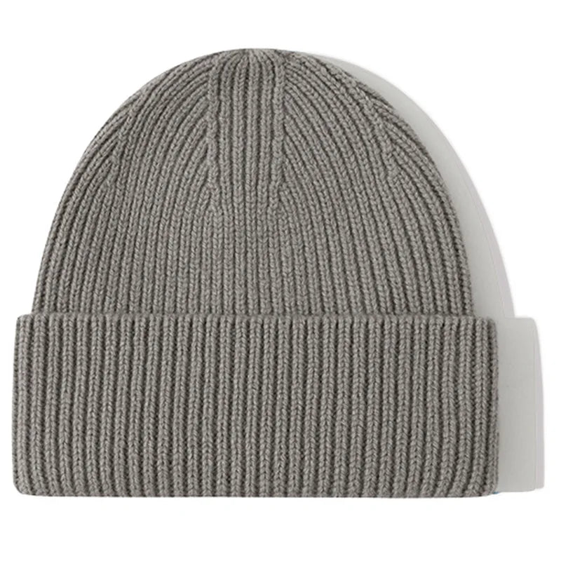 Men Women 100% Merino Wool Beanie Hats Winter Thermal Hat Cuffed Knit Ribbed Beanie Hiking Skiing One Size