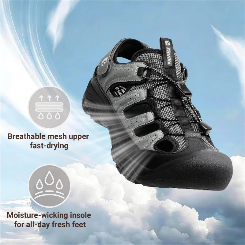 FitVille Wide Width Men'S Sandals Closed-Toe Hiking & Water Sandals With Arch Support For Swollen Feet Non-Slip Summer Shoes