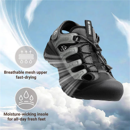 FitVille Wide Width Men'S Sandals Closed-Toe Hiking & Water Sandals With Arch Support For Swollen Feet Non-Slip Summer Shoes