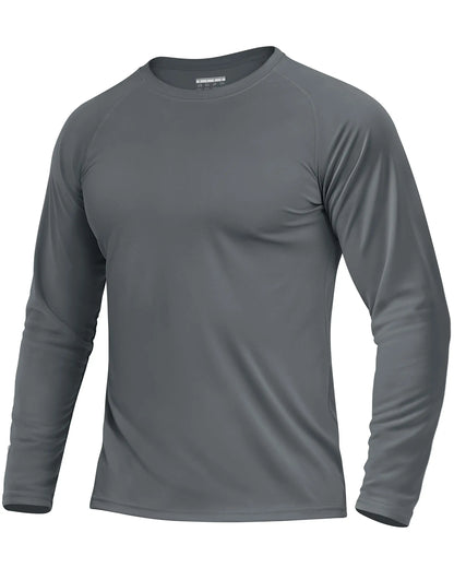 KEFITEVD Men's UPF 50+ Quick Dry Long Sleeve T-Shirts Men Sun Protection Outdoor Fishing Hiking T-Shirts UV Block Shirts Tops