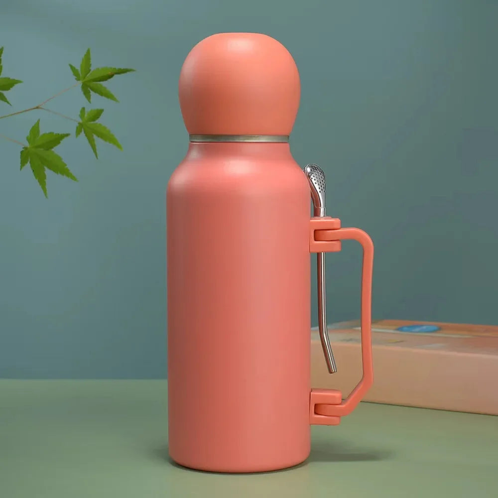 Stainless Steel Yerba Mate Thermos 1200ml Large Capacity Portable Vacuum Flask Outdoors Insulated Tumbler Handle Water Bottle